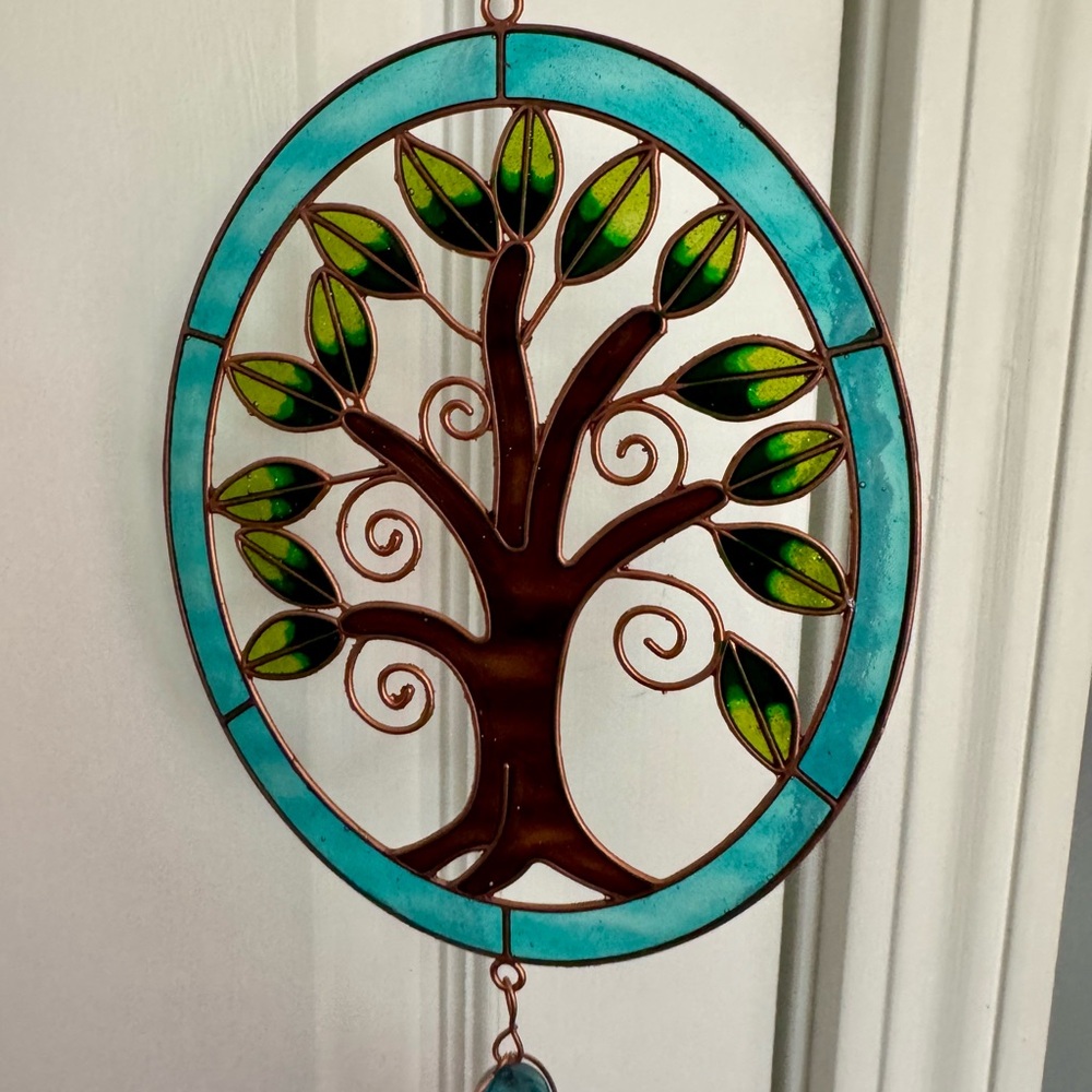 NWT Tree of Life Acrylic Suncatcher/Wind Chimes - Blue and Green
